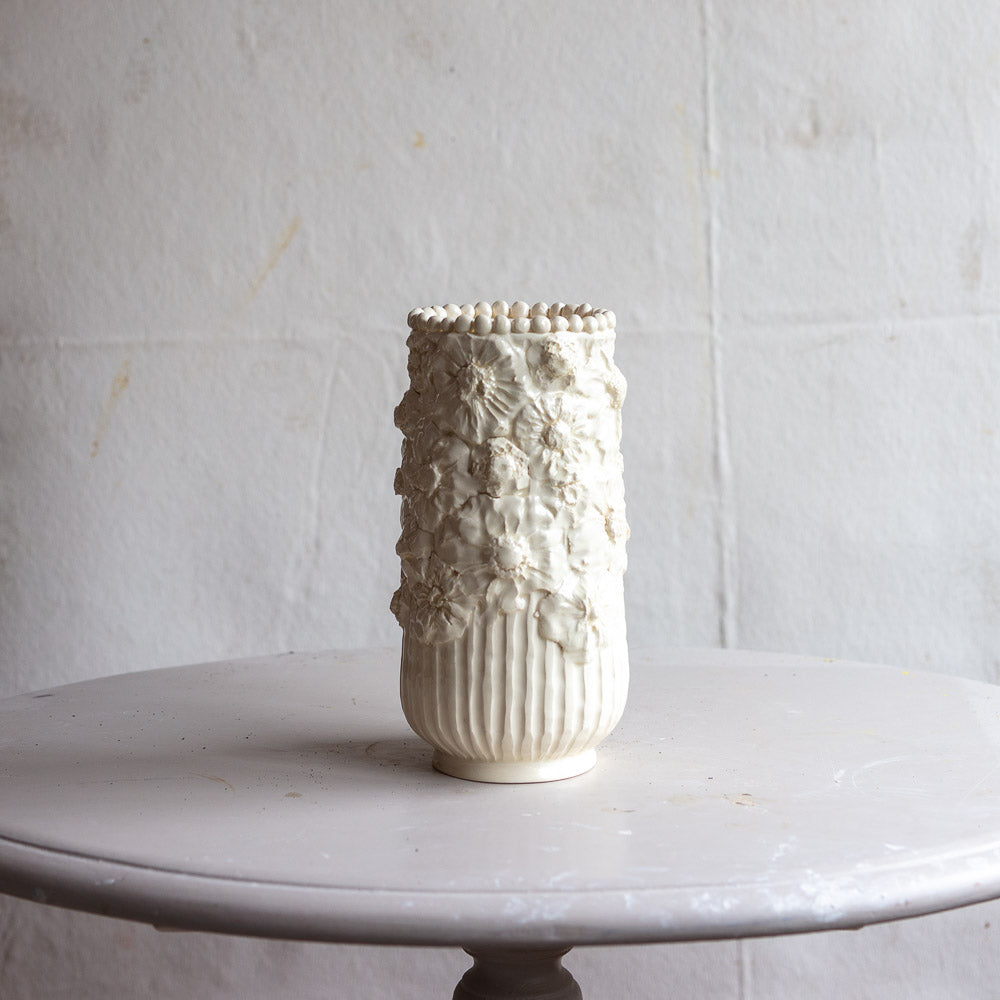 No. 6 Dahlia Vase - Handmade White Earthenware