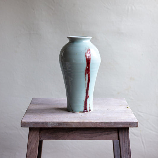 Porcelain Celadon and Oxblood Vase #201B