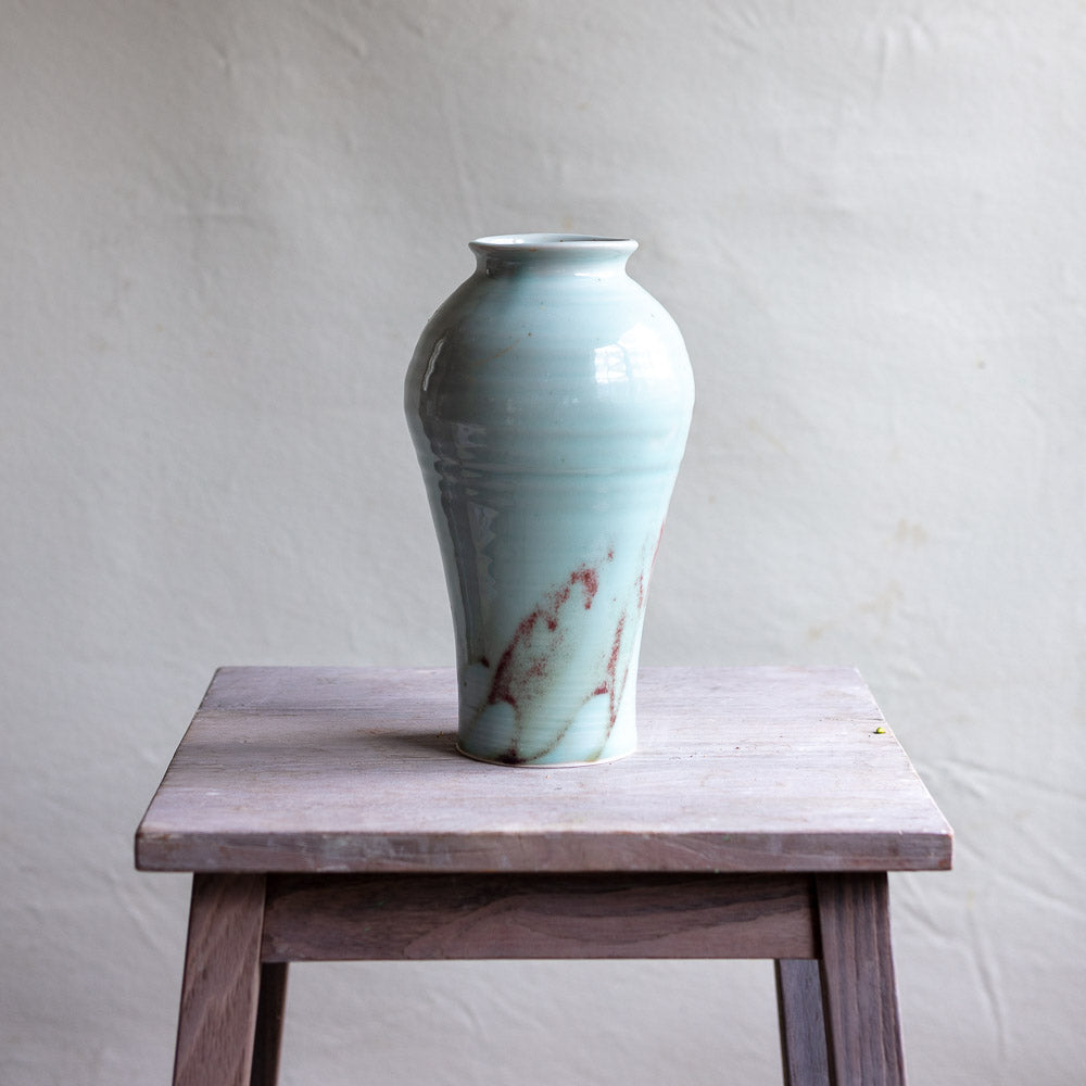 Porcelain Celadon and Oxblood Vase #201B