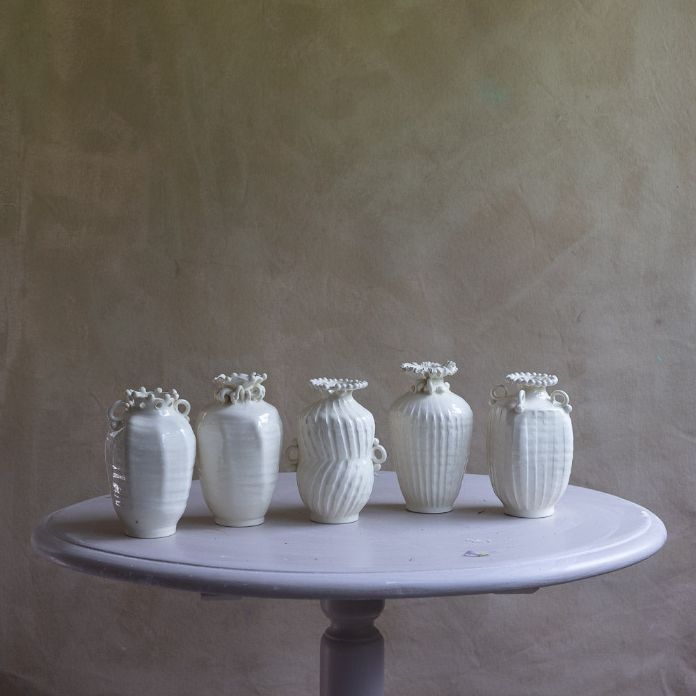 Assorted White Bud Vases (each sold separately)