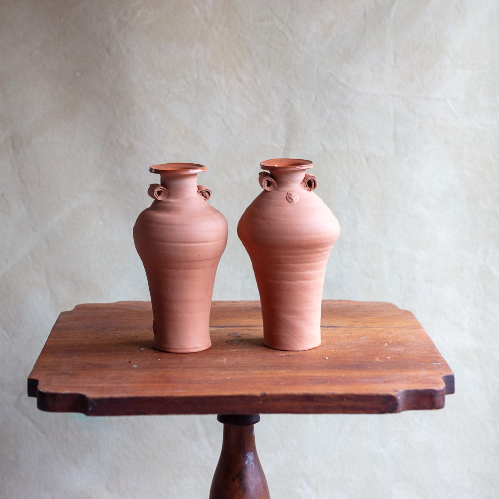 Terracotta Bud Vase with Rolled Handles #1802