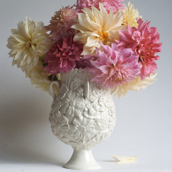 No. 3 Flower Urn - Handmade White Earthenware