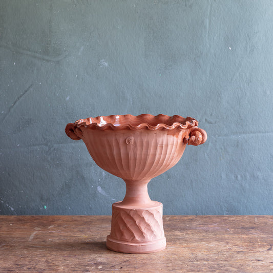 Terracotta Footed Bowl with Ruffled Edge #0441