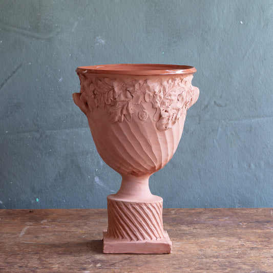 Terracotta Footed Bowl with Oak Leaves #0445