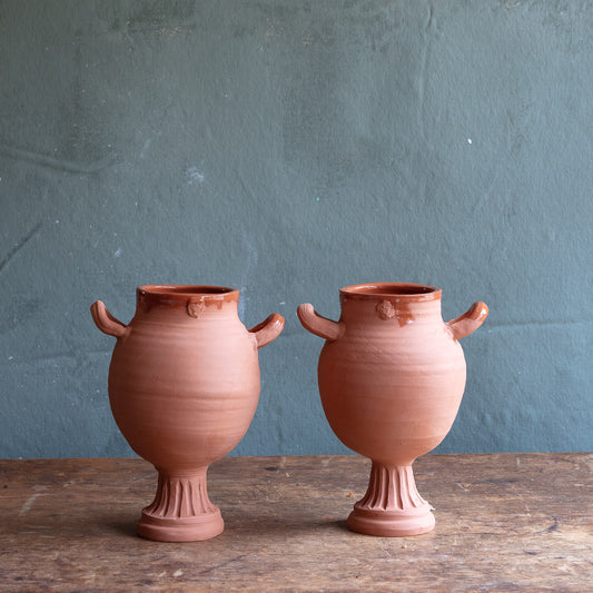 Terracotta Round Vase 2 Handles #0564