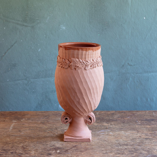 Terracotta Urn Coiled Handles Square Foot #0604