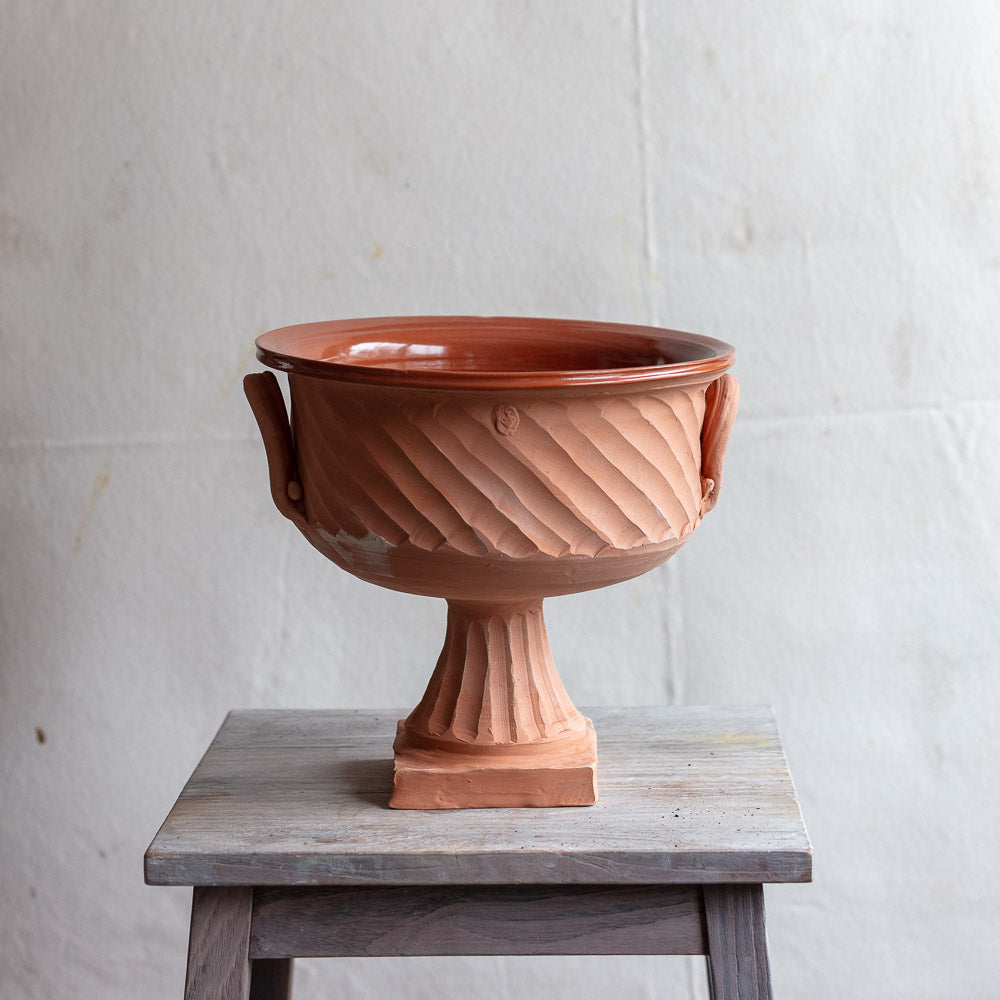 Terracotta Fluted Bowl with Diagonal Fluting