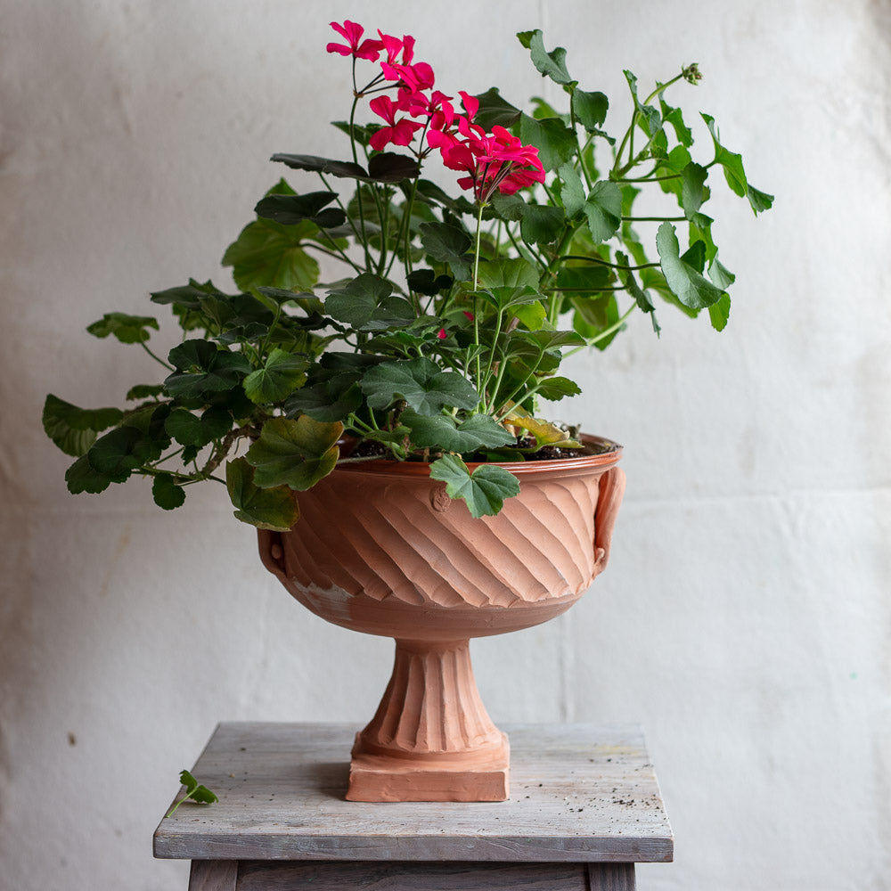 Terracotta Fluted Bowl with Diagonal Fluting