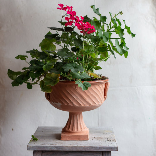 Terracotta Fluted Bowl with Diagonal Fluting