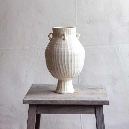 Earthenware 4 Handle Vase with Matte Glaze  #1136