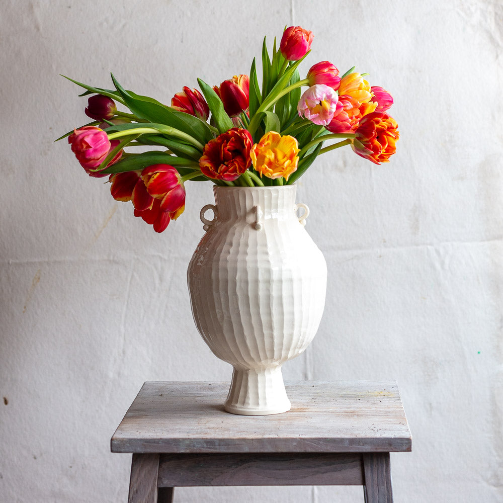 Earthenware 4 Handle Vase with Matte Glaze  #1136