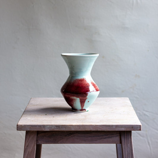 Porcelain Robins Egg and Oxblood Vase #203A