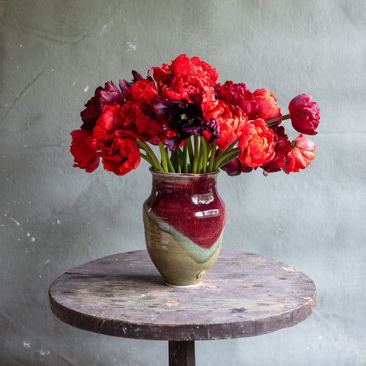 Porcelain Vase with Ash and Oxblood Glaze #8769