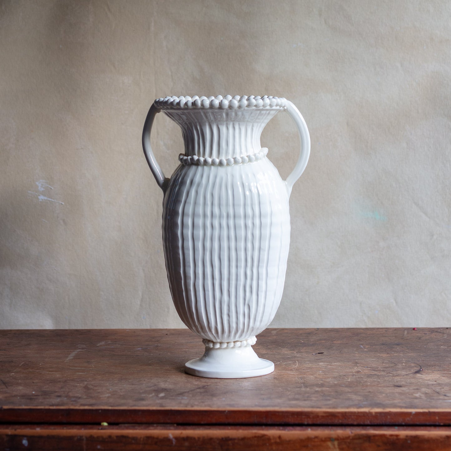 Summer Vase - Handmade White Earthenware #1511