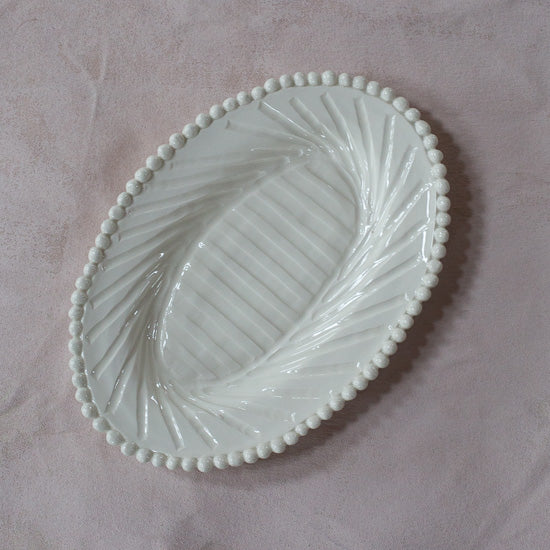 Oval Platter Diagonal Fluted Rim 12.5" x 9"