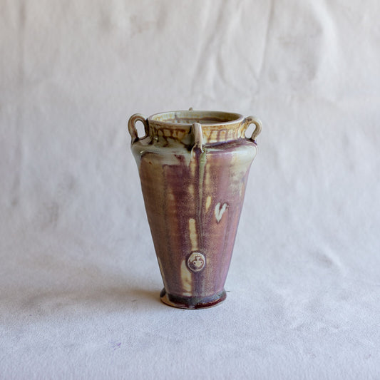 Wood Fire Porcelain Vase with Ash and Oxblood Glazes FP44